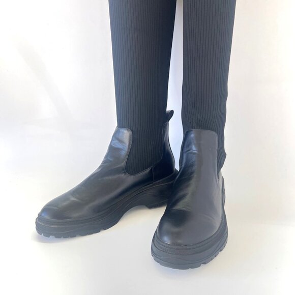 Zara Black Knitted Over the Knee Boots  Size 40 US9.5 - Picture 4 of 10